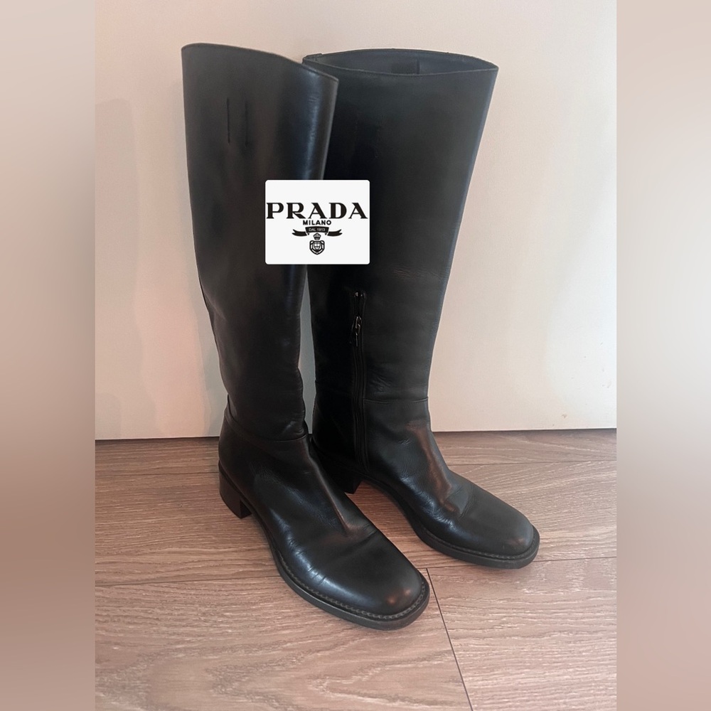 PRADA Black leather riding boots